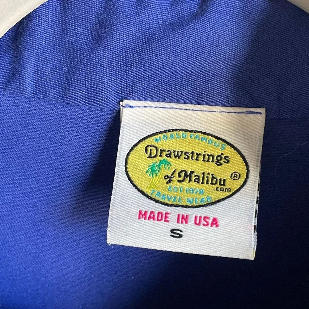 4/$25 Drawstrings of Malibu Long Sleeve Blue Cotton Shirt Travel Wear‎ Women S